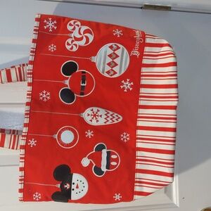 Disneyland Christmas Holiday Ornaments Mickey Red Canvas Tote Bag 20" Preowned